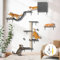 Myiosus Cat Wall Shelves, 10 Piece Wooden Cat Furniture Set, Wall Mounted Cats Climbing Tree Scratching Posts for Indoor Cats with 4 Steps and Perches for Sleeping Playing, Grey