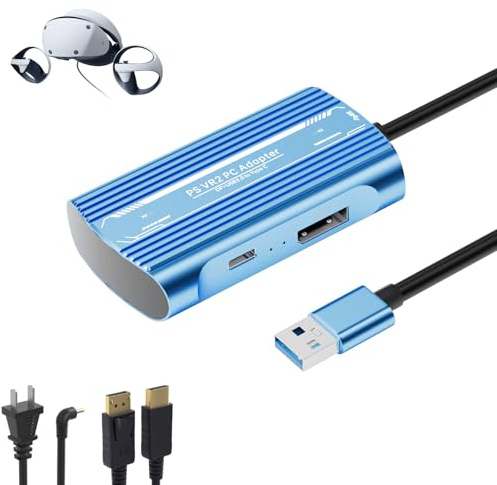 Kit de accesorios de adaptador para PC PSVR2. Incluye cable DP1.4 y adaptador de corriente expandible. Amplía tu biblioteca de juegos PSVR2 para lograr enlaces estables, reducir la latencia del juego