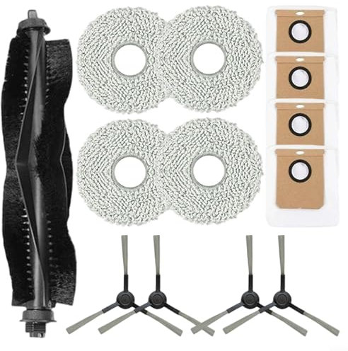 Kit de accesorios para aspiradora Karcher RCV 5 Plus Smart Sweeping and Mopping Robot, piezas de repuesto para aspiradora que incluyen 1 cepillo principal, 4 paños de escoba, 4 cepillos laterales, 4