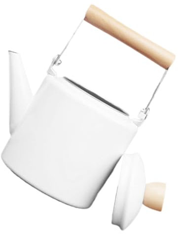 HOMOBABE Olla de esmalte cafeteras jarra cafetera jarra para cafe Hervidor de café cafetera jarra plegable tetera USB doble arriba tetera retro tetera antigua mango de madera