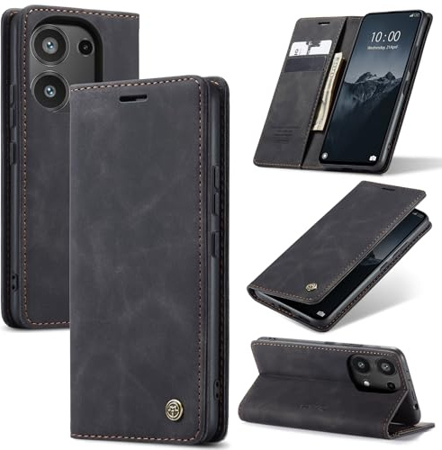 Azororo Cover per Redmi Note 13 Pro 4G, Premium PU Pelle Custodia, Magnetica Carta Fessura Portafoglio Case, Flip Cavalletto Custodia per Redmi Note 13 Pro 4G - Nero