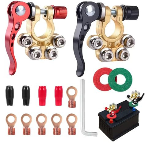 Battery Terminal Connectors, 2PCS Quick Release Car Battery Terminals, 12V 24V Positive Negative Car Battery Connectors for Cars Trucks Ships Mobile Homes