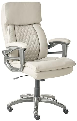 Beliani Office Executive Chair Seat Adjustment Tilt Thick Padding Faux Leather Beige Gallant