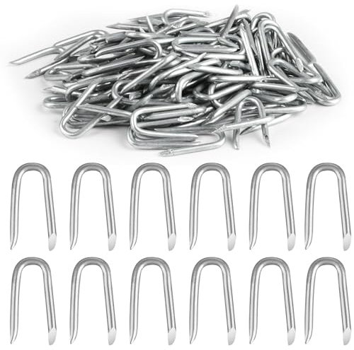 QUXVUIS Clou en U, clou galvanisé, pour pieu, clôture universelle galvanisée en forme de U (pièces de 3,5 cm) Utilisé pour le treillis jardin