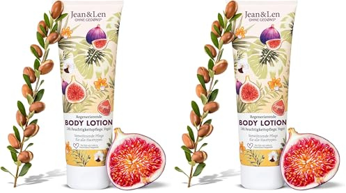 Jean & Len Body Lotion Arganöl & Feige, für alle Hauttypen, leichte Textur, zieht schnell ein, verwöhnend-orientalischer Duft nach Feige, ohne Parabene & Silikone, Körperlotion vegan, 250 ml