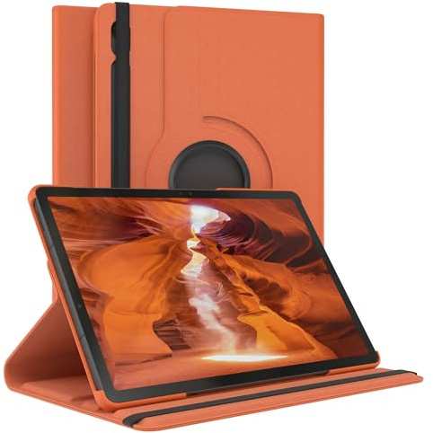 EAZY CASE - Tablet Hülle für iPad Samung Galaxy Tab S10 Lite Schutzhülle 10,9 Zoll Smart Cover Tablet Case Rotationcase zum Aufstellen Klapphülle 360° drehbar Standfunktion Tasche Kunstleder Orange