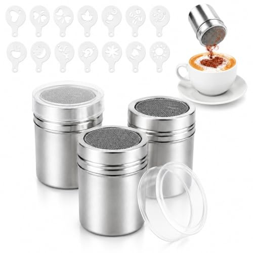 19PCS Saupoudreuse Cacao, Saupoudreurs De Sucre En Acier Inoxydable Pour Cacao Cafe Et Poudres Alimentaires Saupoudreuse Cacao Et Sucrier Pour Sucre En Poudre Arroseur A Poudre Pour Cuisine