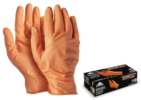 Generico Guanti Monouso D3680 Arancioni Tg. M 50 Pz. Extra resistenti con superficie diamantata | 8,5 grammi