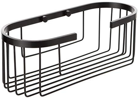 Tatay Estanteria Ducha Aluminio Ovalado | Incluye Tornillos | Compatible Sistema Sin Taladro (Quick Fix) | Resistencia Humedad | Moderno | Fácil Drenaje | 12 x 11,5 x 30 cm - Modelo Aluminium - Negro