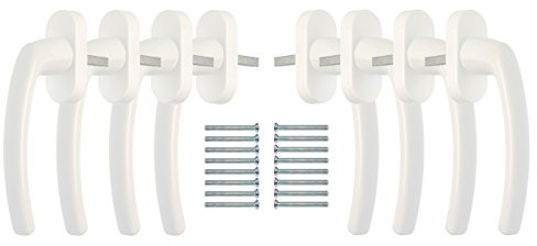 MFT Fenster 8 x Fenstergriff für Fenster und Balkontür - Premium Fensterolive – Fensterbeschlag Weiß – Stiftlänge 35mm