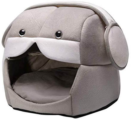 JEELINBORE 2 in 1 Haustier Nest Bett Sofa Waschbar Faltbar Warm Hundehöhle Haus für Hund Katze Welpe (Grau, L: 53 * 48CM)