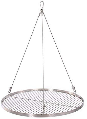 57 cm Grillrost Edelstahl für Schwenkgrill 3 Bein BBQ Grill Rost mit Seil 14 mm Stababstand