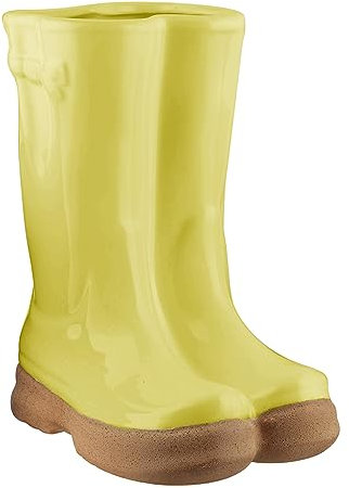 Large Yellow Ceramic Wellington Boot Shaped Indoor/Outdoor Plant Pot Spring Summer Wedding Anniversary Gardening Gift (DB01)