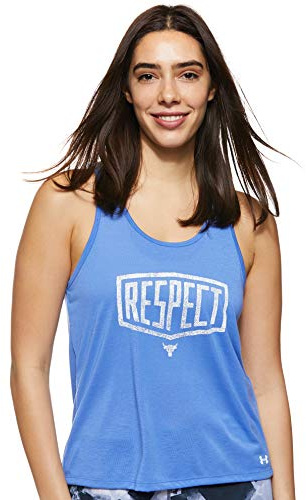 Under Armour Project Rock Womens Open Back Gym Vest Top (S) Blue