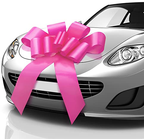 MIFFLIN - Fiocco per Auto Grande - Rosa Satinato, 76 cm - A Forma di Farfalla - Fiocco Regalo Gigante per Compleanno e Natale - Decorazione per Auto Enorme