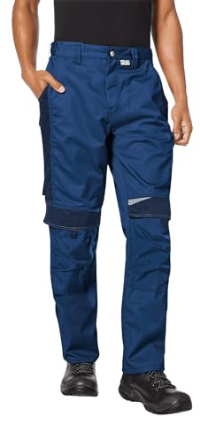 pka BESTWORK Arbeitshose Herren mit Stretch-Bund & Kniepolster-Taschen in Kornblau/Marine Größe 42