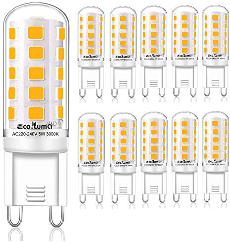 Eco.Luma G9 LED Lampen Warmweiß 2700K, LED Leuchtmittel 3W Ersatz Für Halogenlampe 40W 50W, AC 230V Mini Glühlampe, Kein Flackern 500LM, Nicht Dimmbar 10er Pack