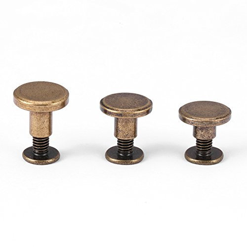 Pssopp 20 Stück Flachkopf Kupfer Flachrundnieten mit Schraube Messing Schrauben Muttern Nägel Nieten für Leder Basteltasche Schuhe Dekoration(8mm)