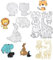 10 Stück Stanzschablone Dschungel Wald Tiere Set, Stanzformen Jungle Zoo Urwald Eefant Schneiden Prägeschablonen Prägung Schablone Stanzschablonen für Kinder Scrapbooking Foto Album Papier Karten Deko