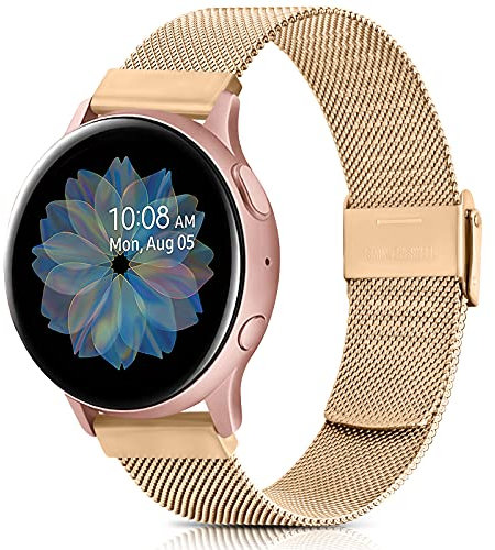 Metallo Cinturino 20mm per Samsung Galaxy Active 2 40mm 44mm/Active 40mm/Galaxy Watch 4/Galaxy Watch 3 41mm, Cinturini con Strumenti (Oro Rosa)