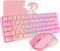 HXSJ V700 Gaming Keyboard and Mouse Combos,60% Ultra Compact Wired Keyboard,61 Keys TKL Layout,RGB Backlit,Gaming Optical Sensor Mouse with 7 Buttons,7 Color LED light,Up to 3600DPI,for PC,Mac-Pink