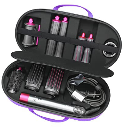 RLSOCO Hartschalenkoffer für Dyson Airwrap Complete Long/Complete Styler HS08 HS05 HS01 – passend für 4 lange Fässer oder kurze Fässer – Violett (nur Hülle, Haarstyler ist nicht im Lieferumfang