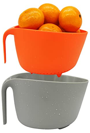 MiHerom Kitchen Colander Bowls Set for Soaking,Washing,Draining Pasta,Vegetable,Fruit,Rice,Quinoa,Small Grains and Berry Mixing,5L