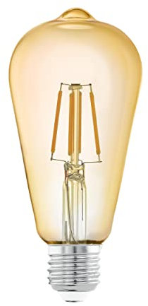 EGLO E27 LED Lampe, Amber Vintage Glühbirne, Leuchtmittel für Retro Beleuchtung, 4 Watt (entspricht 26 Watt), 270 Lumen, warmweiß, 2200k, Edison Birne ST64, Ø 6,4 cm