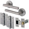 EAI Round Internal Door Handle Set - Satin Nickel | Latch (78mm), Handles, & Hinges (102mm) | Universal Black Handle | Office, Bedroom, Kitchen, Lounge & Closet Lever on Rose | Interior Handles