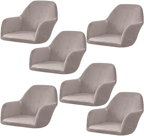 ELYSYSRL Stretch Stuhlhussen Samt mit Armlehne Stuhlbezug 1/6/2/4er Set Luxus-Samt Bürostuhl Bezug Stuhlschonbezug Sessel Esszimmerstuhlhussen Armlehnstuhl Stuhlabdeckung (Color : #11, Size : 6PCS)