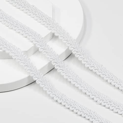VOOMOLOVE White 22 Yards 0.8cm/0.3in Polyester Fabric Decorative Webbing for All Kinds of Sewn Garments, Curtains, Lampshades, Sofa DIY Sewing and Crafting