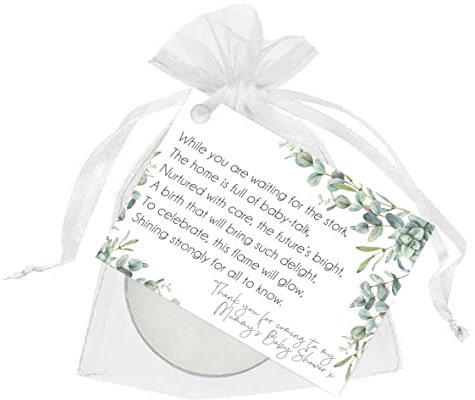 20 Pack | Baby Shower Candles | Neutral Yellow Green | Gift Present Favour (White/Eucalyptus)