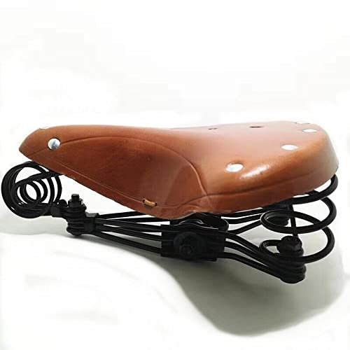 TentHome Retro Fahrradsattel Leder Sattel Fahrradsitz Vintage Classic Cityradsättel mit Schraubenfeder und Nieten Bequemer Ledersattel für Hollandrad Rennrad/Trekkingrad Mountainbike Unisex,Braun