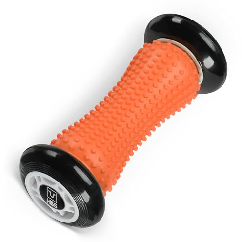 H&S Foot Massage Ball Roller - Muscle Roller Stick for Fascia and Feet - Silicone Exercise Roller Massager with Nubs for Stress Relief and Relaxation - Orange
