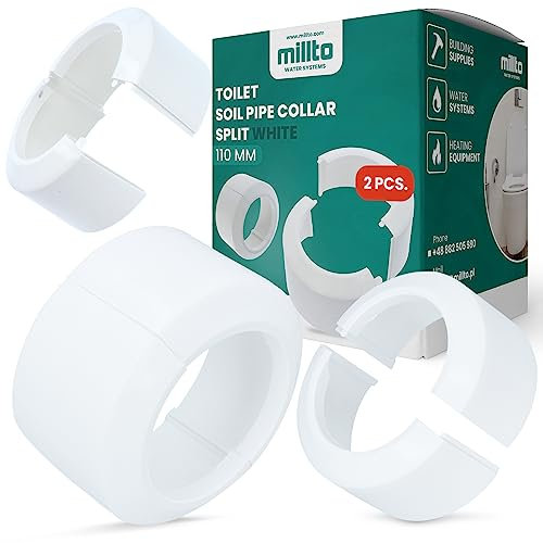 2x Millto™ WC Anschluss Rosette Klapprosette 110mm 2-tlg. WC-Stutzen Abdeckrosette Weiß Toilettenrosette Kanalisationsrohrabdeckung Rohrrosette Abdeckelement