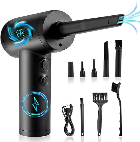 Compressed Air Duster, Computer Vacuum Cleaner, 3 Adjustable Speed, Reusable Cordless Electric Air Duster, Compressed Air Cleaner for Keyboard, Laptop, Computer