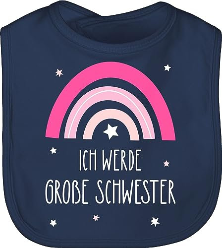 Shirtracer Baby Lätzchen - Ich werde große Schwester - Regenbogen - grosse Schwester - Unisize - Navy Blau - schwestern big sister latz sis will be a geschenkideen+für+geschwister i