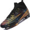 Lvptsh Fußballschuhe Herren Microfaser Spike Cleats Kunstrasen Fussballschuhe Kinder Jungen Fg Ag Outdoor Sport Football Schuhe Fußball Stiefel,Black EU44