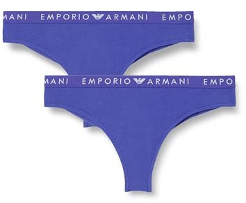 Emporio Armani Damen Iconic Logoband 2-Pack Brasilian Halber Slip, Violet Blue, S