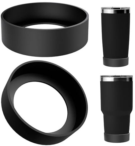 Linkidea Water Bottle Boot Compatible with YETI Rambler Tumbler 20oz/30oz, Travel Mug 20oz/30oz, Silicone Anti-Slip Water Bottle Bottom Sleeve Cover Protector (Black / 2 Pack)
