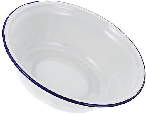 Ciieeo 1pc Vintage Enamel Bowl Large Enamel Basin White Enamel Mixing Bowl Metal Nesting Food Bowl Deep Round Tray Retro Enameled Noddle Bowl 8.65in/22cm