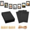 Gyxcelc 20 Stücke Fototaschen zum Aufhängen Schwarz 10 x 15 cm Fotorahmen aus Pappe,Fotorahmen Papier Selbstklebende Bilderrahmen zum Foto Netz Klassenraum- mit Holzklammern und Hanfseilen