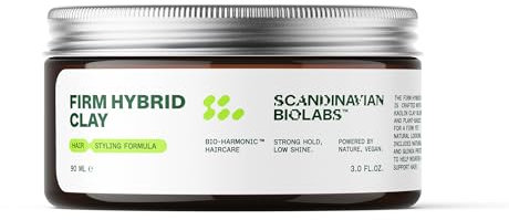 Scandinavian Biolabs Arcilla híbrida firme, fuerte sujeción, acabado semimate, añade textura y volumen, soluble en agua, fórmula a base de plantas, 3.1 onzas líquidas