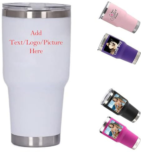 DIY Personalized Water Cup Mug/Tumbler with Pictures Text Name Logo Photo, Creative Cup/Tumbler Gift for Dad, Mom, Boyfriend, Girlfriend, Birthday Gift 20oz 30oz