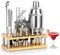 MUUKAIII Juego de Coctelera, 750ML 20 Piezas de Acero Inoxidable Cocktail Kit, Coctelera Profesional con 4 Platos de Silicona Antideslizantes Regalo para Hombres Mujeres Amigos