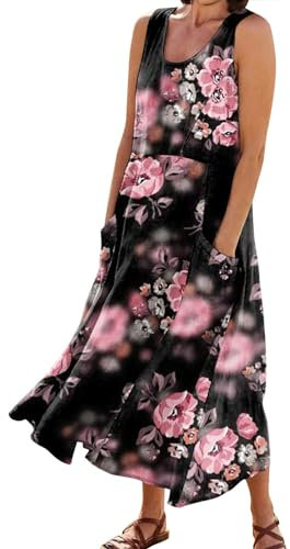 Robe Femme Ete, Robe Femme Chic Et Elegant Robe Grande Taille Robe Orange Robe Rose Robe Sexy Femme Érotique Robe Wax Robe Bustier Femme Robe Fleurie Femme Longue(A21,4XL)
