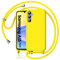 Oududianzi Coque avec Cordon pour Samsung Galaxy A15 4G/5G, Étui Housse Silicone Liquide avec Chaîne Collier Antichoc Protection Cover avec Bandoulière Réglable Lanyard Coque,Jaune