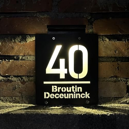 GUANKE House Numbers Plaques With Solar Light UK Contemporary Solar Light House Sign house numbers plaques house number plates for outside (House door Sign)