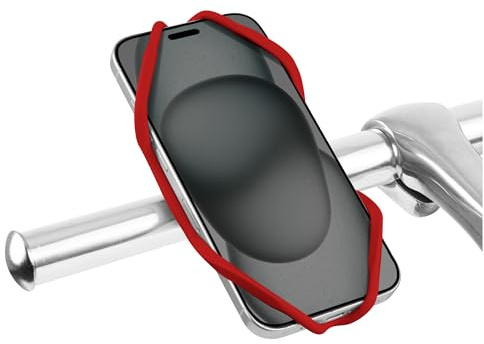 Bone Handyhalterung Fahrrad Bike Tie 5 Lenker – Silicone Stoßdämpfung, Universelle Halterung für Smartphones 4,7-7,2, iPhone 17 16 15 Rennrad, Mountainbike, Kinderwagen – Rot