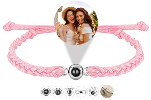 AVINVAN Armband mit Liebesfoto, 925er Sterlingsilber - personalisiertes Projektionsarmband mit Foto - Anhänger in Herzform - Geschenk für eine Frau, Mama, Tochter, Schwester, einen Mann, einen